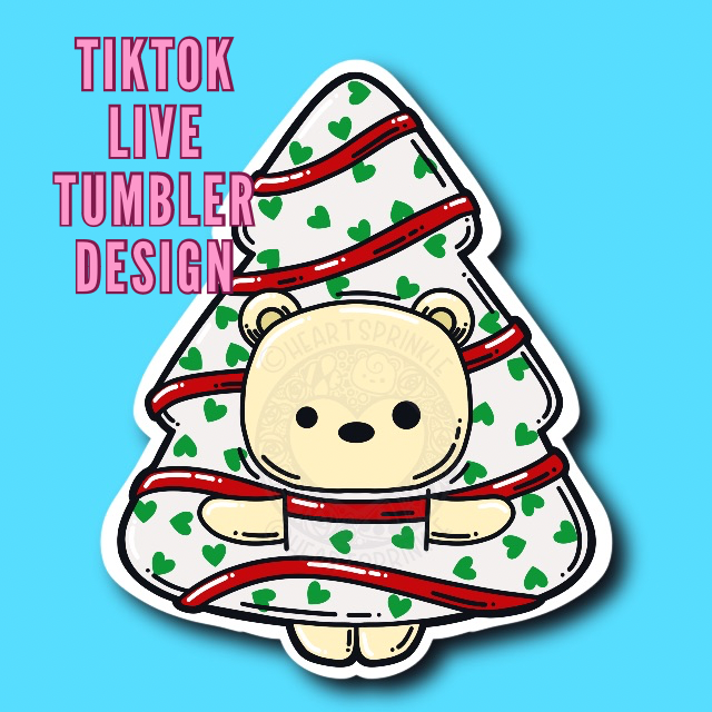 TIKTOK LIVE Christmas Debbie Bear Skinny Straight Tumbler 20oz