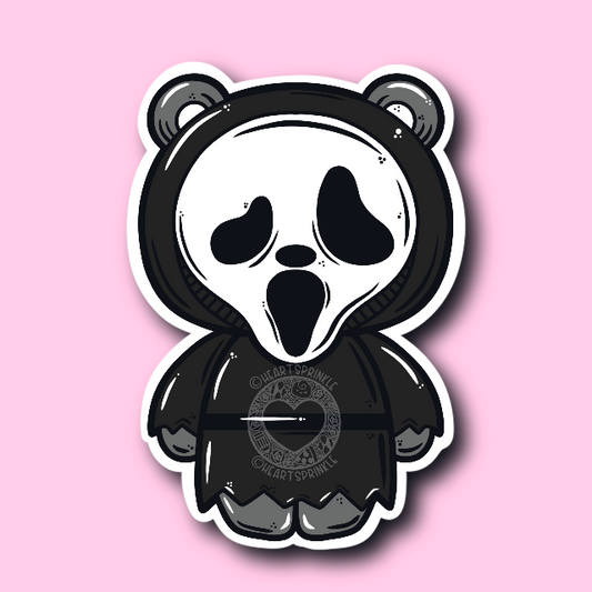 Ghostie Face Bear Halloween Sticker (WATERPROOF)