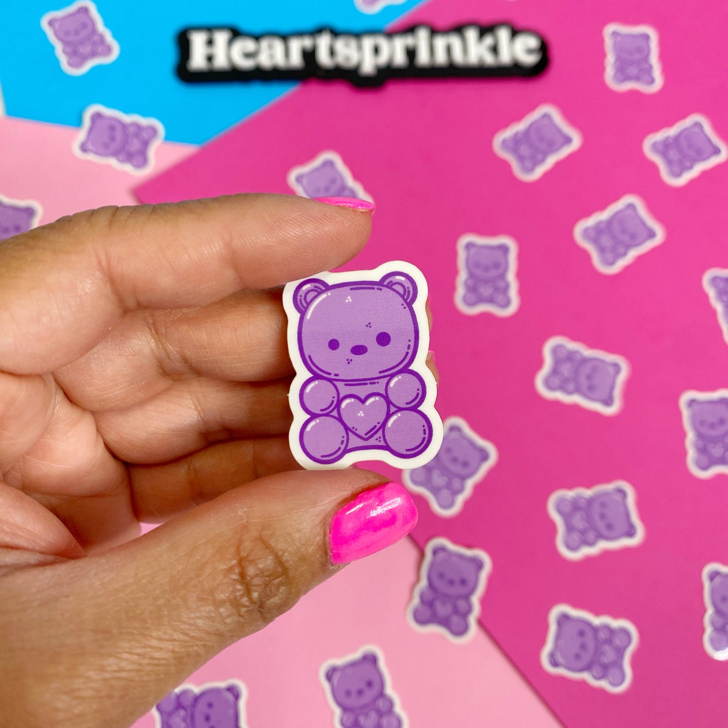 Purple Gummy Bear MINI Sticker (WATERPROOF)