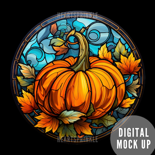 Pumpkin Blue Stained Glass