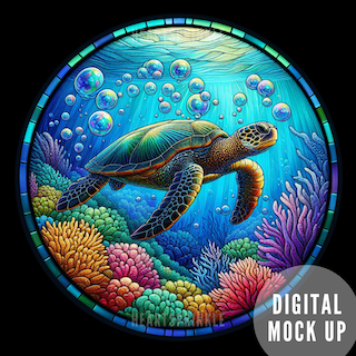 Turtle Bubbles Colorful Coral