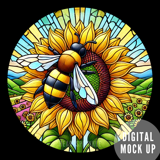 Sunflower + Bee Stained Glass