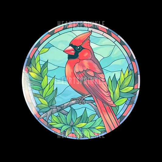 Cardinal Stained Glass Metal Round