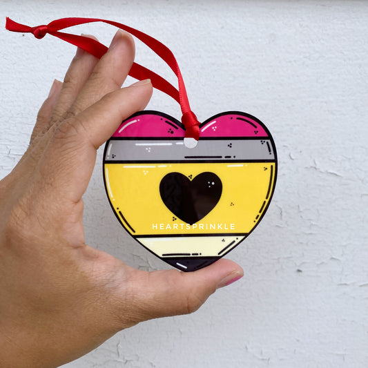 Heart Pencil Aluminum Ornament
