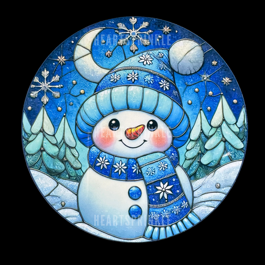 Cute Snowman Metal Round