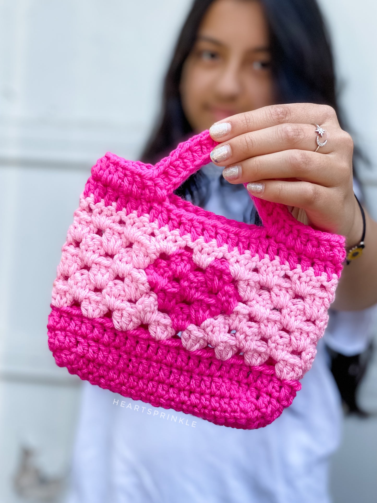 Heart Granny Stitch Tote Bag Pattern (3 Sizes)