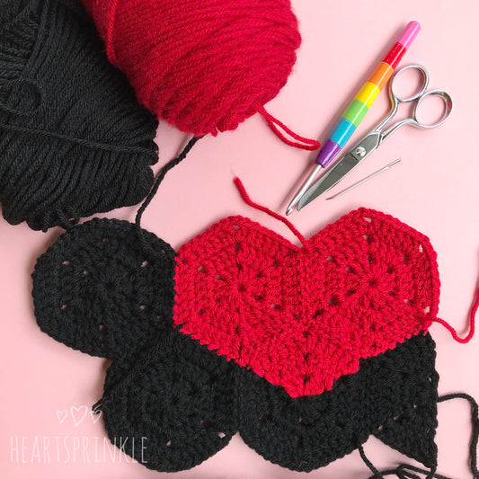 Heart Rainbow Hexagon Blanket CAL PATTERN