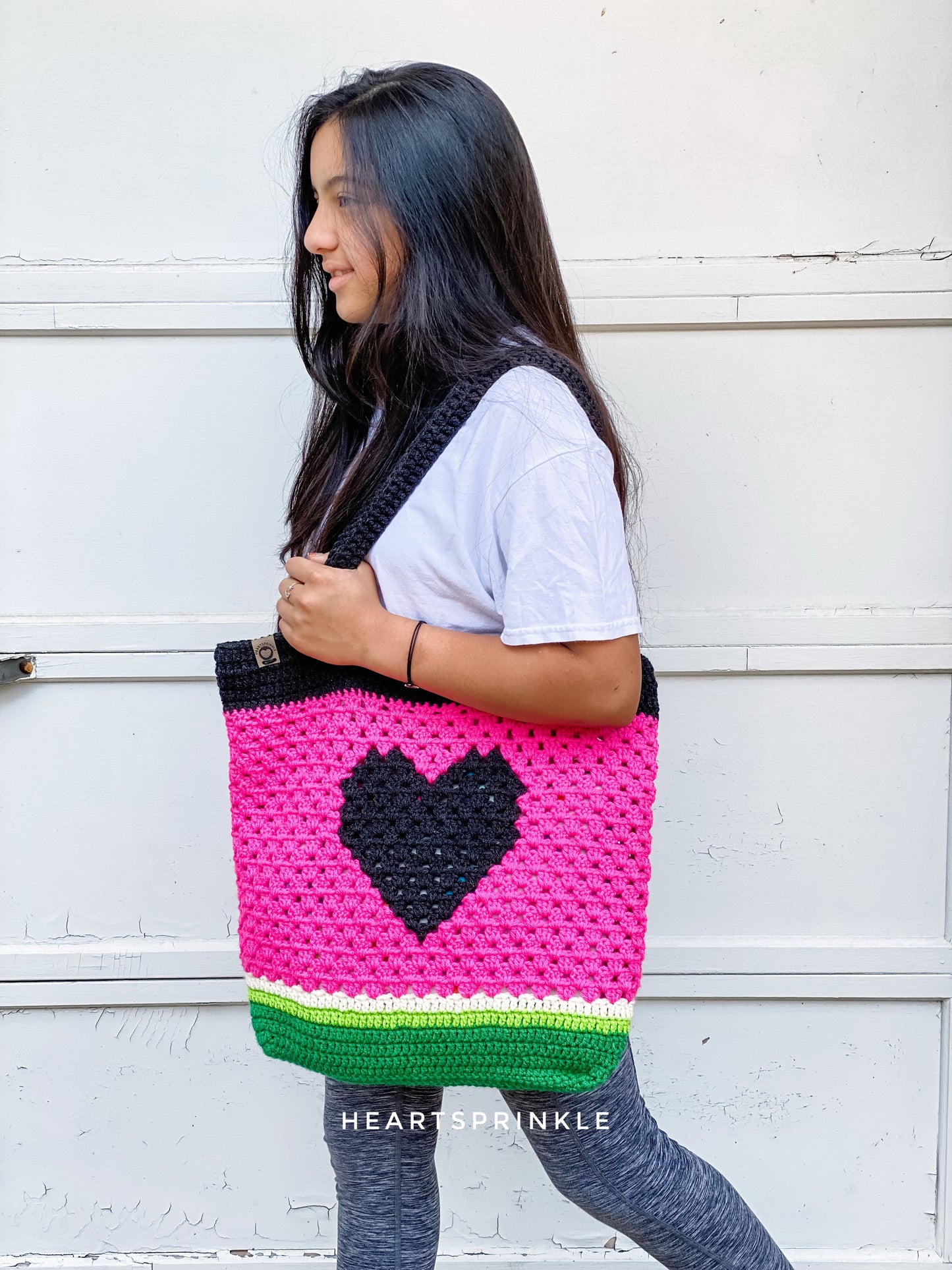 Heart Granny Stitch Tote Bag Pattern (3 Sizes)