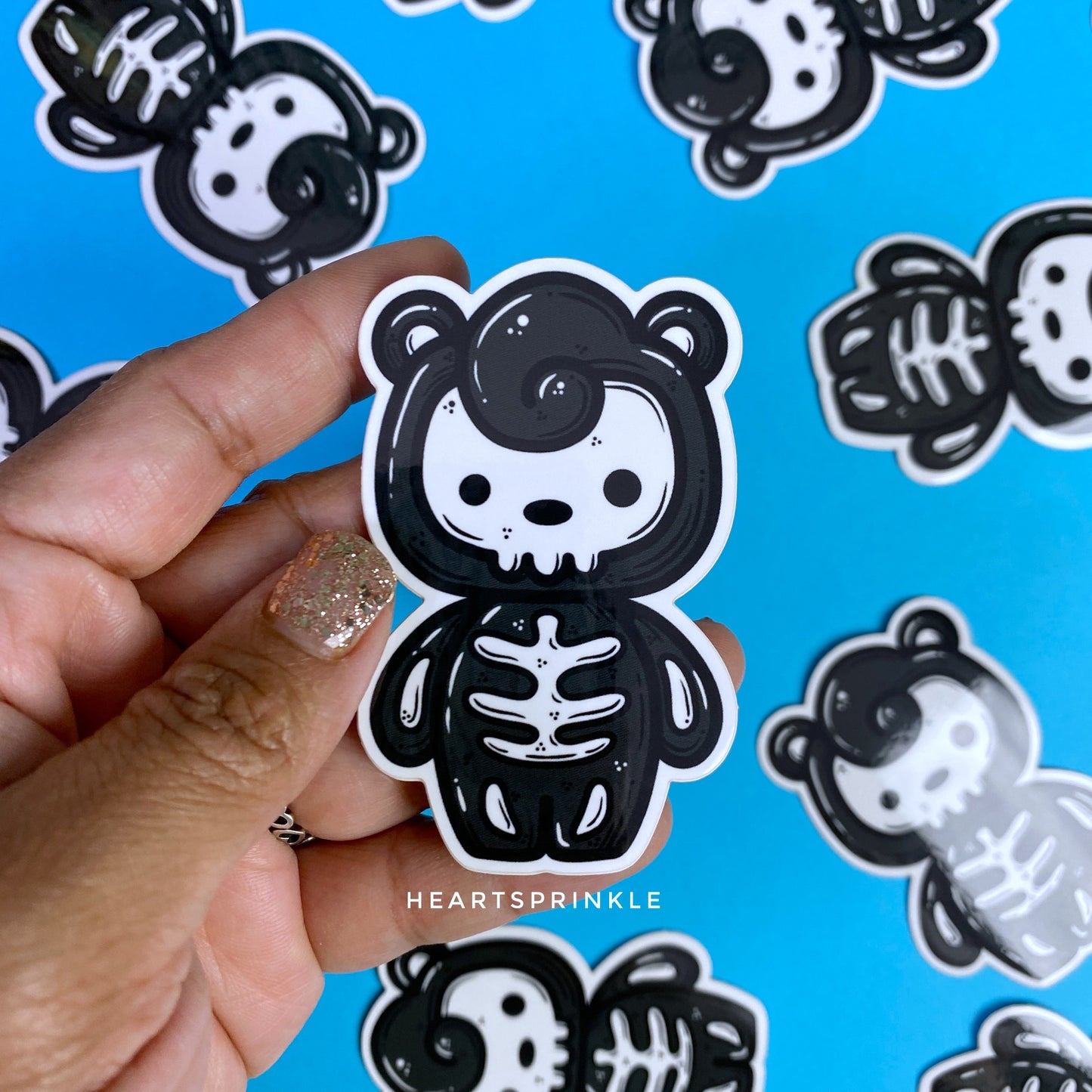 Skelly Sugarcube Bear Halloween Sticker (WATERPROOF)