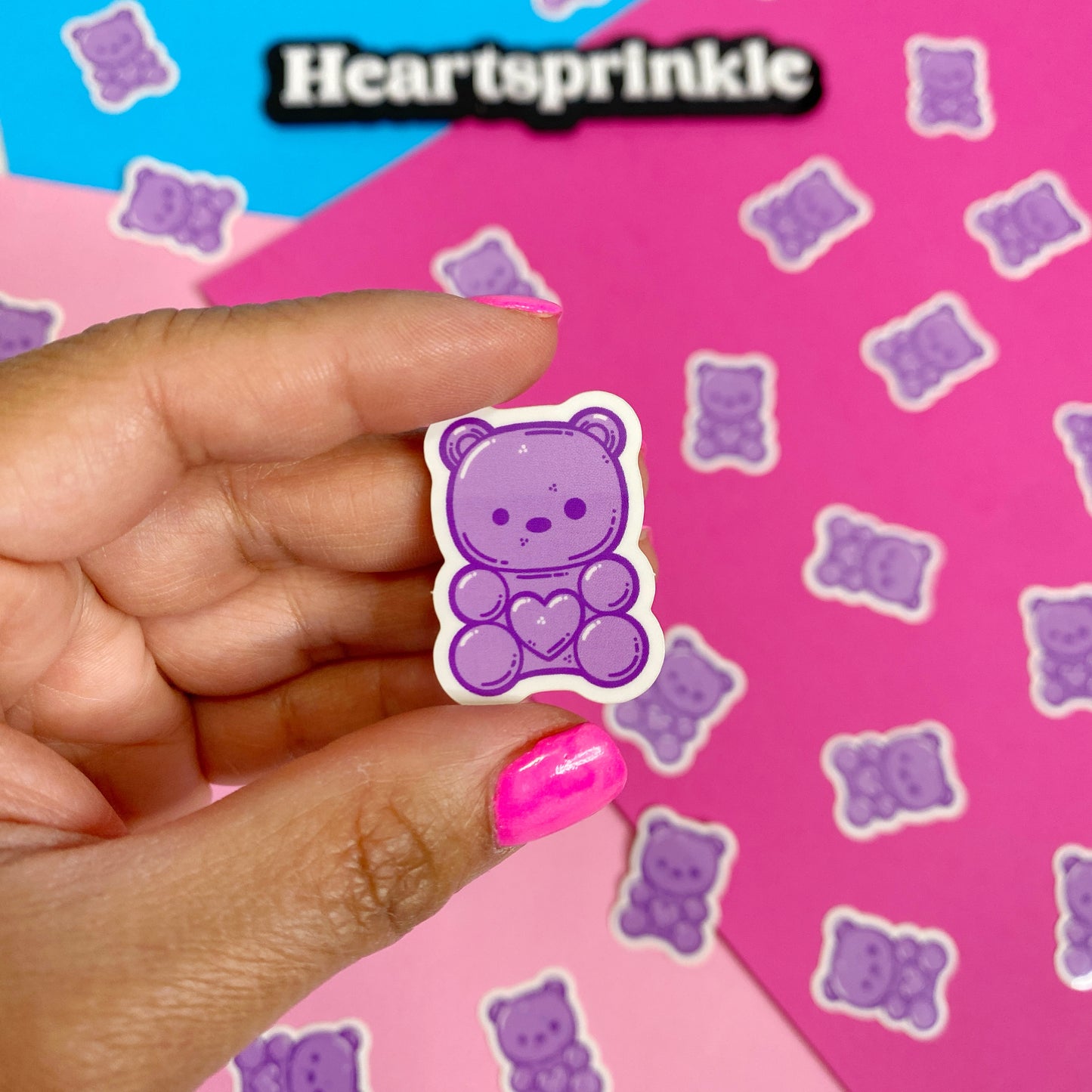 Purple Gummy Bear MINI Sticker (WATERPROOF)