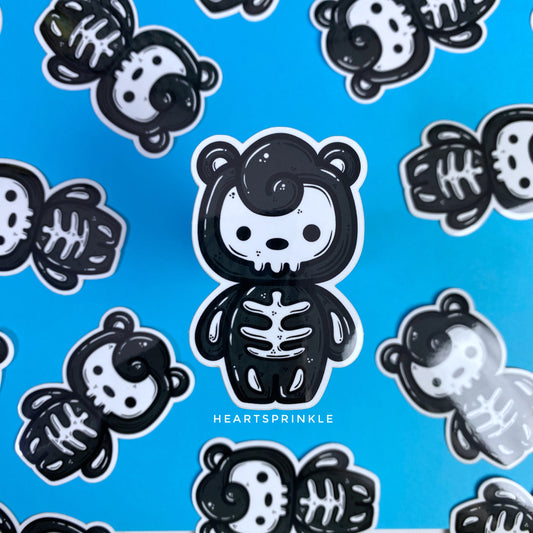 Skelly Sugarcube Bear Halloween Sticker (WATERPROOF)