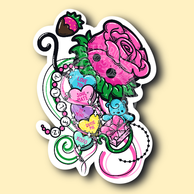 Rose Valentine Zelly Jellyfish Sticker (WATERPROOF)