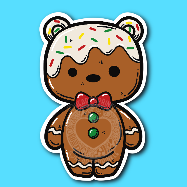 PRE-ORDER Gingerbread Bear Sticker (WATERPROOF)