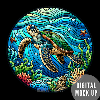 Turtle + Coral Stained Glass 3