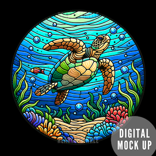 Turtle + Coral Stained Glass 6