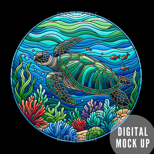 Turtle + Coral Stained Glass 5